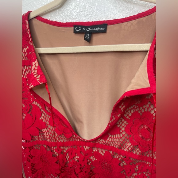 For Love and Lemons Gianna red lace top crop with attached lining Sz small - Picture 4 of 12